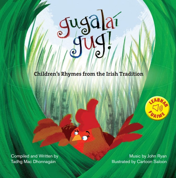 Gugalaí Gug! Leabhar Fuaime (Sound Book) cover, Irish language children's book by Tadhg Mac Dhonnagáin