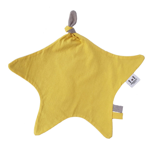 Summerville Organics yellow star-shaped organic cotton baby comforter