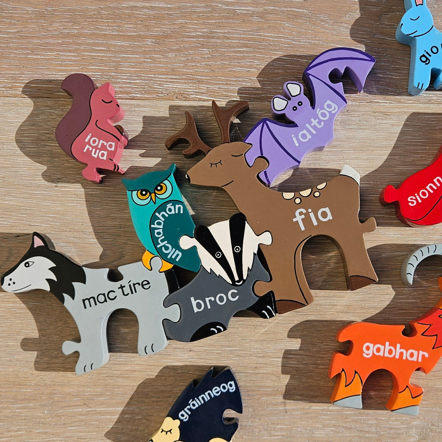 Angled view of the Irish Wildlife wooden jigsaw puzzle