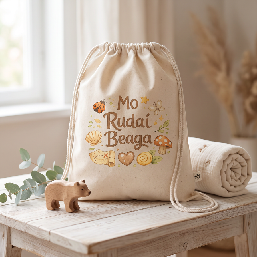 Mo Rudaí Beaga organic cotton drawstring bag, free gift