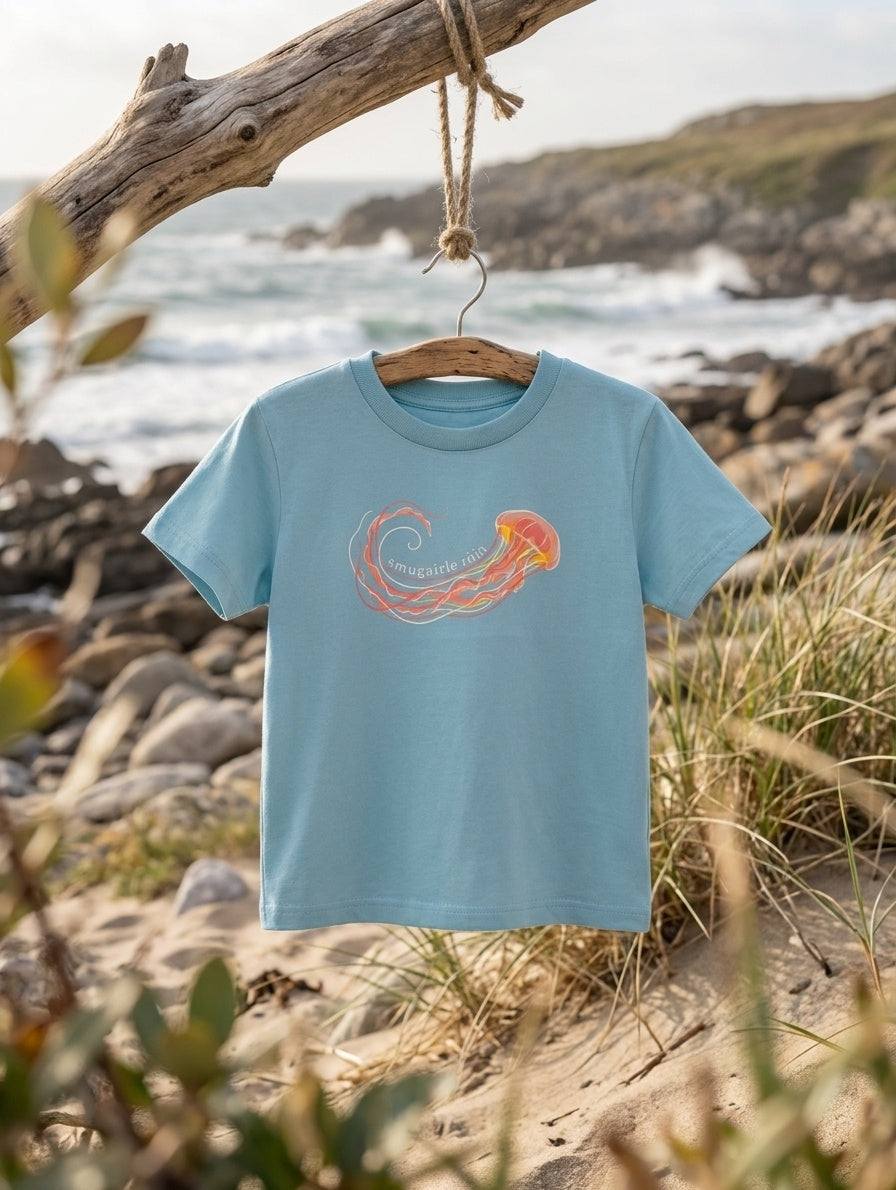 teal t-shirt with jellyfish design