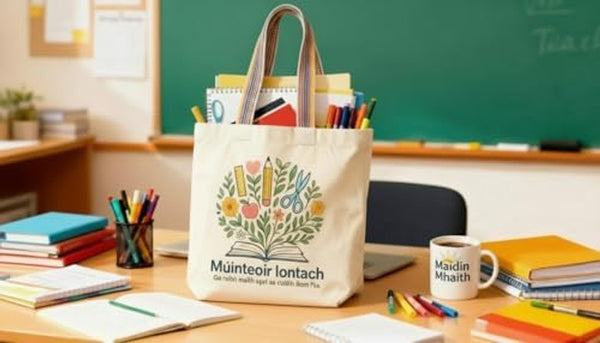 Muinteoir Iontach Tote Bag - recycled cotton tote bag, designed and printed in Ireland