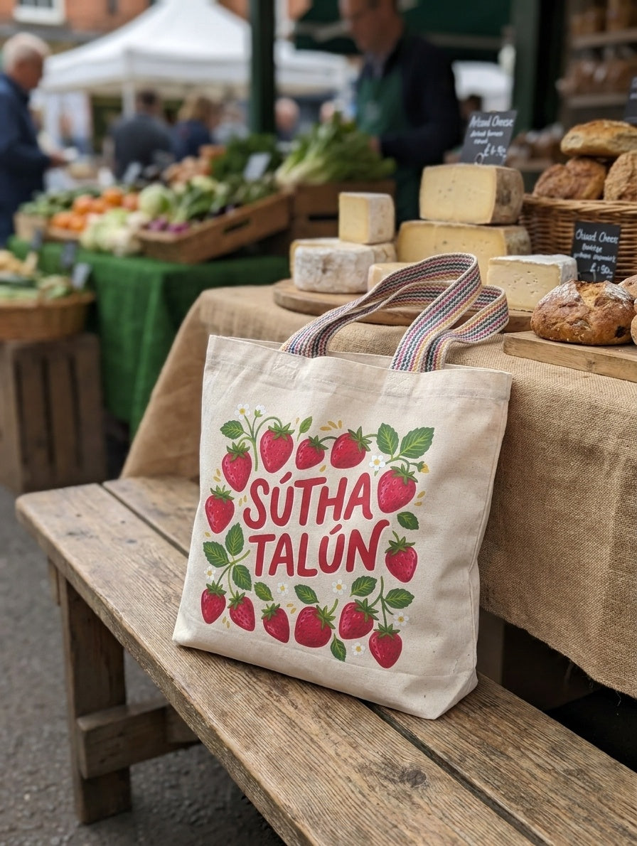 Sútha Talún Tote Bag - recycled cotton tote bag, designed and printed in Ireland