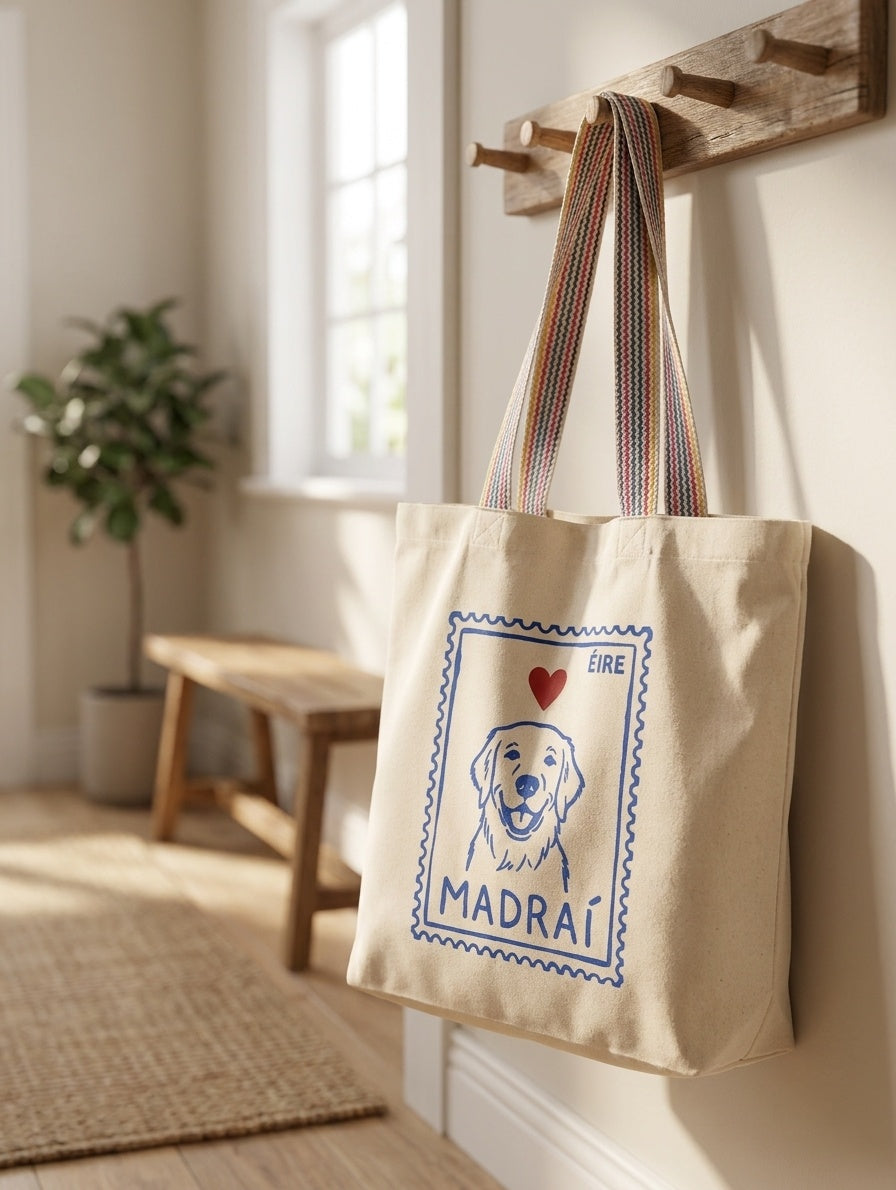 ❤️ Madraí Tote Bag - recycled cotton tote bag, designed and printed in Ireland