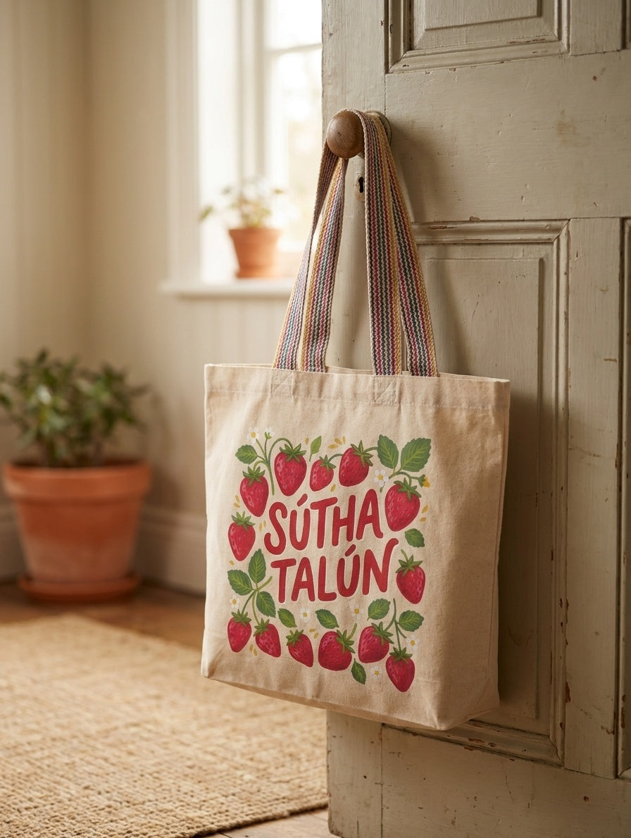 Sútha Talún Tote Bag - recycled cotton tote bag, designed and printed in Ireland