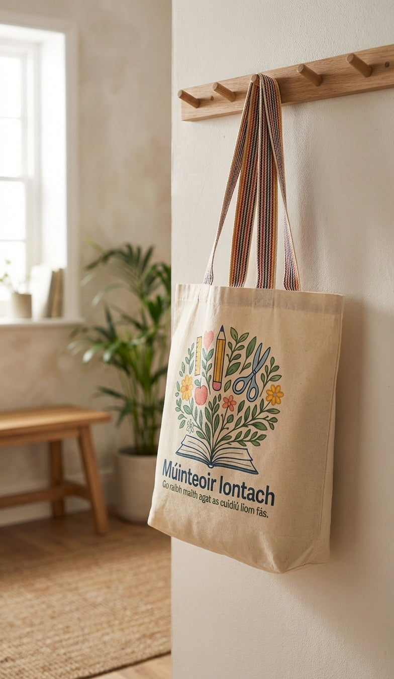 Muinteoir Iontach Tote Bag - hanging display