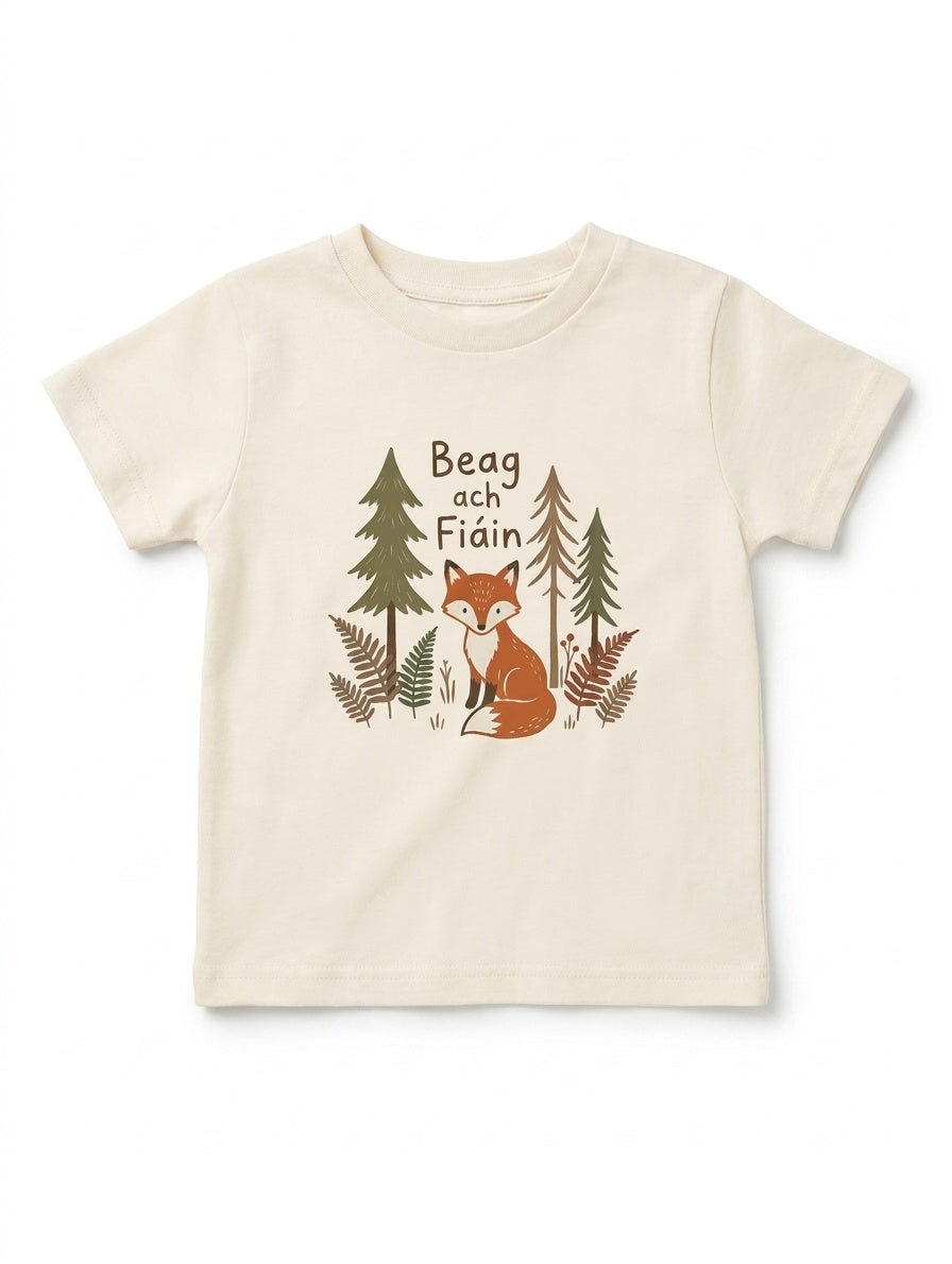 oatmeal kids t-shirt with beagfiain illustration on white background