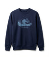 navy kids sweatshirt with wave illustration on white background