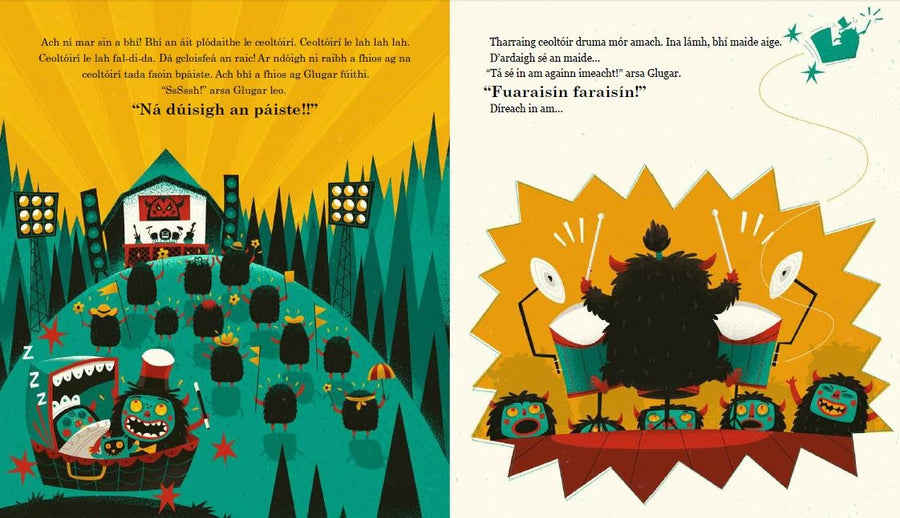 Ná Dúisigh an Páiste! interior spread, Orcó and his magic box